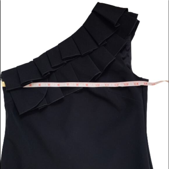 Trina Turk Dress Black One Shoulder Ruffled Neckline Maxi Cocktail Dress Size 2 - Picture 13 of 16